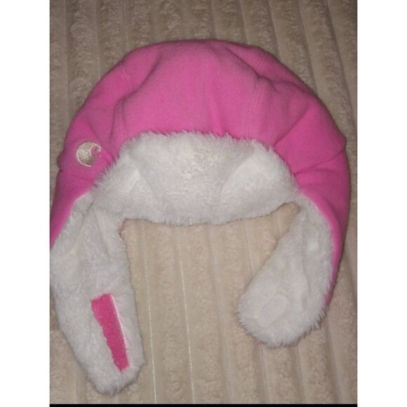 Carhartt Knit Trapper Hat for Infant Toddlers Pink Velcro Closure Winter Hat - Picture 2 of 6